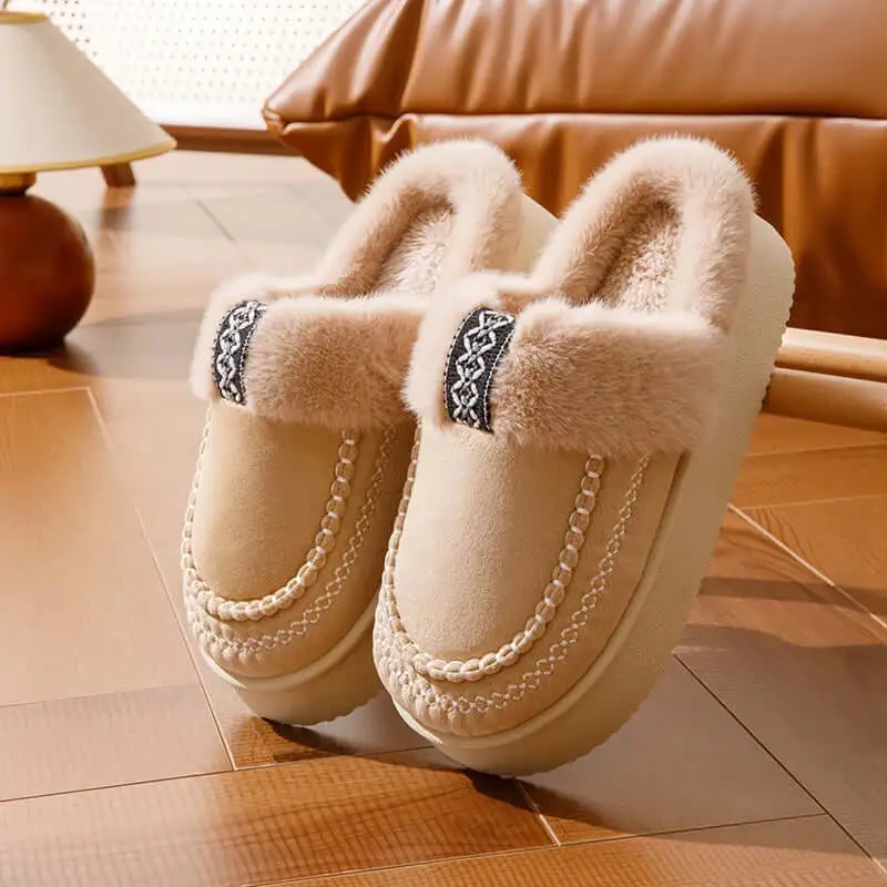 Plush Comfort Platform Slip On Slippers