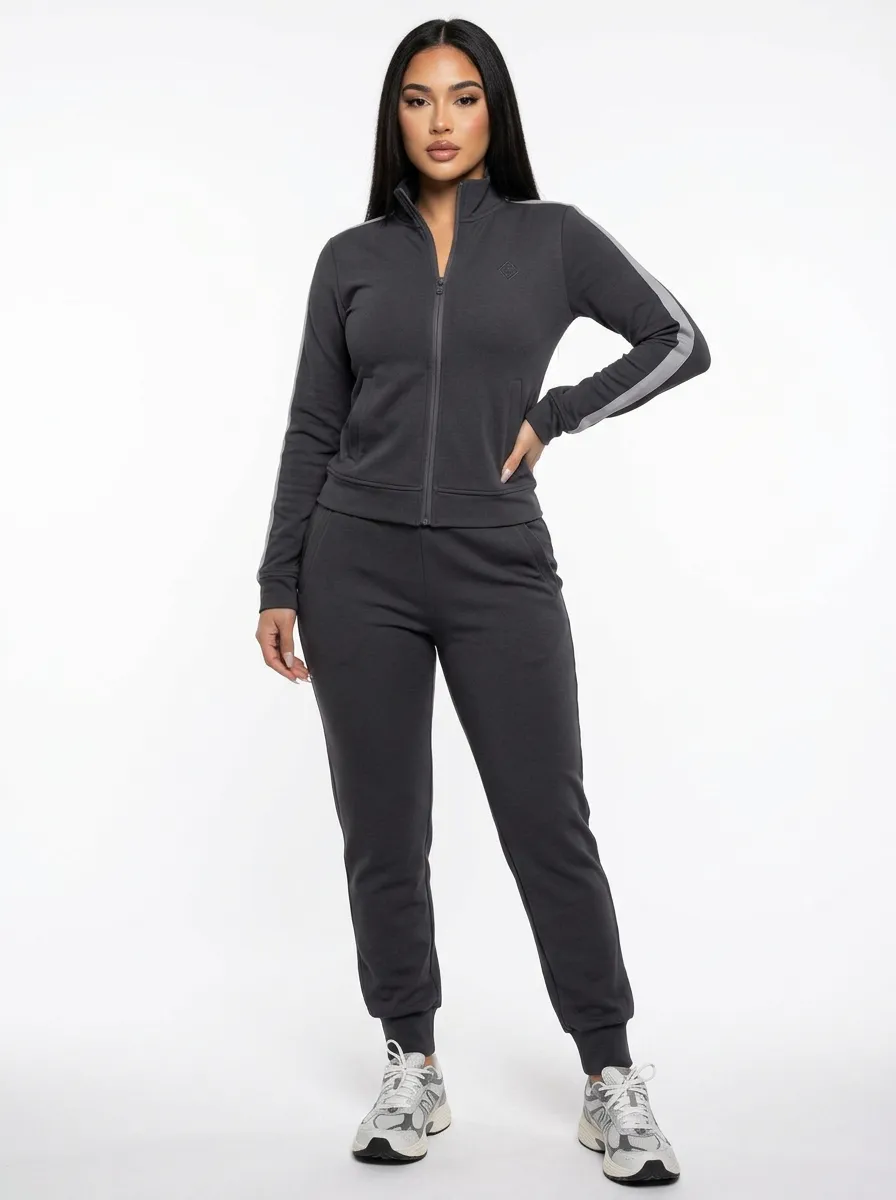 Women's Side-Stripe Zip-Up Jacket & Joggers Set