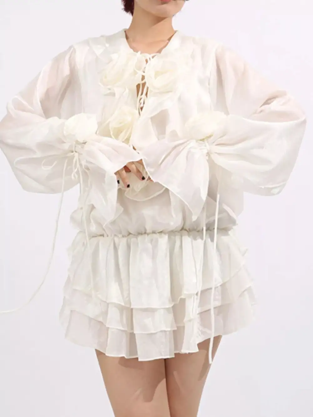 Floral Ruffle Long Sleeve Dress Casual