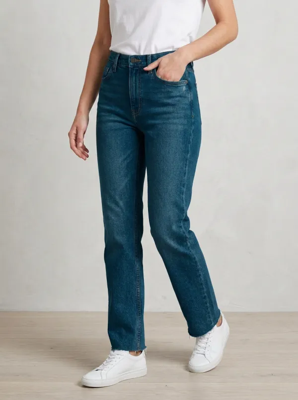 High-Rise Raw-Hem Casual Daily-Wear Denim Jeans