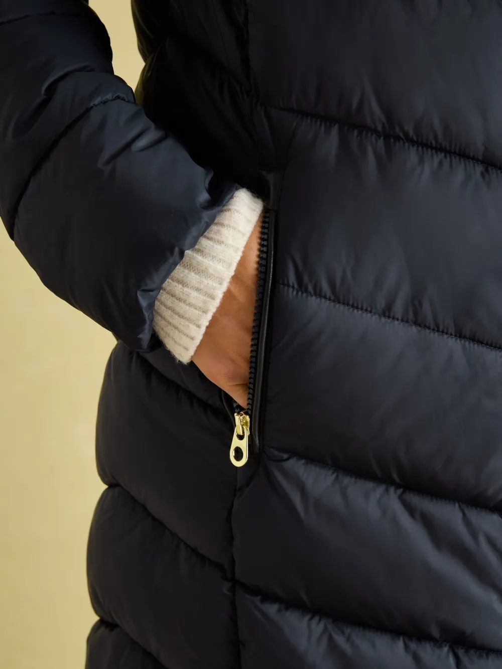 Navy Mid Length Showerproof Padded Coat