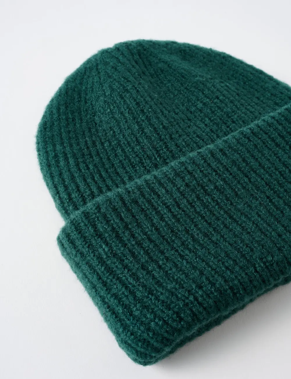 Warm Ribbed Pine Green Hat