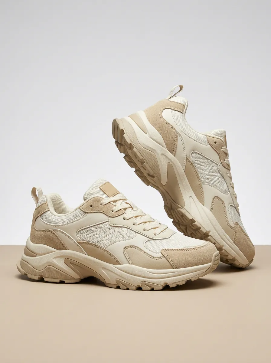 Casual Design Suede-Panel Mesh-Panel Casual Sneakers