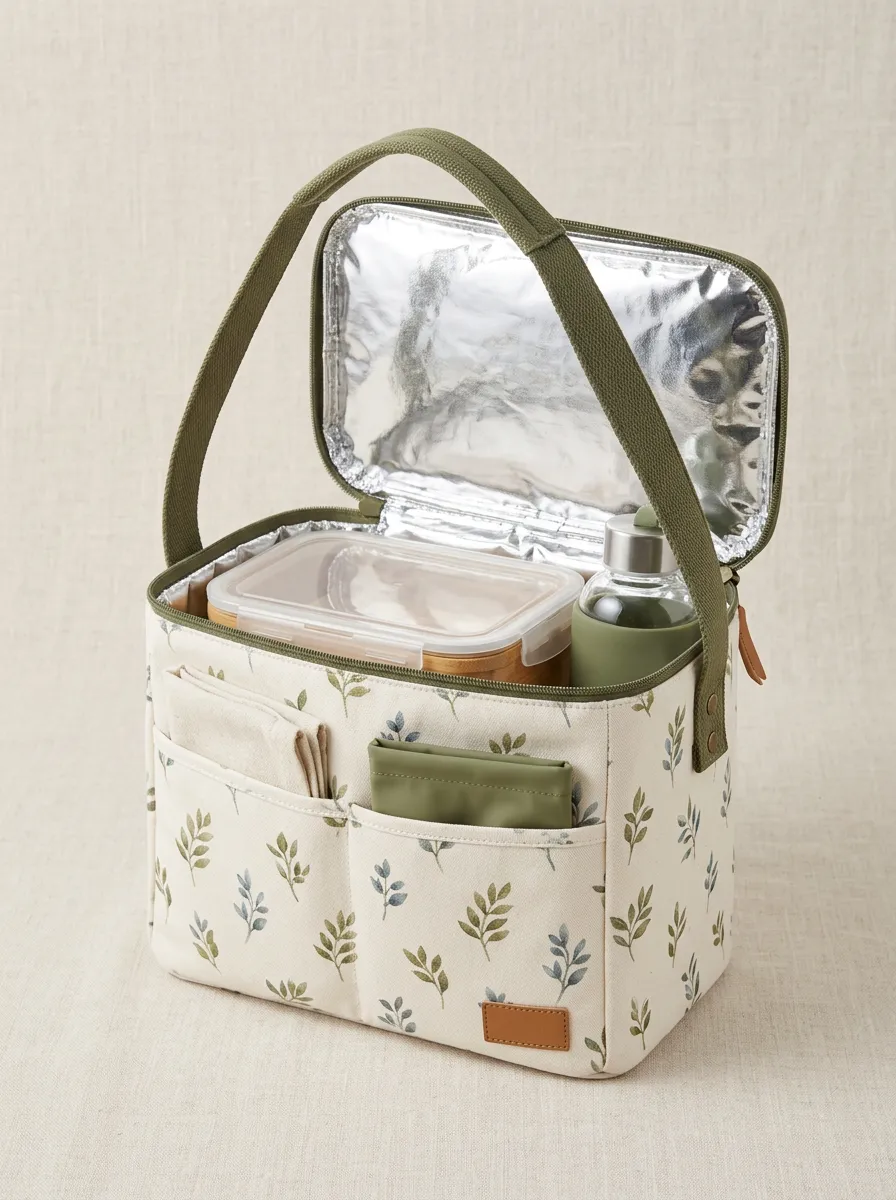 Nature Lover Botanical Leaves Printed Insulated Lunch Bag