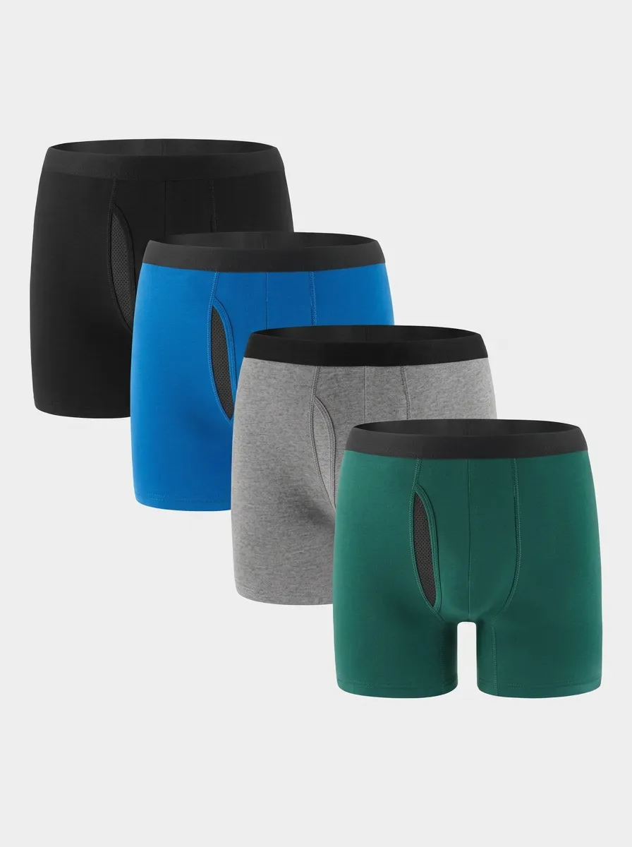 Men's Four-Pack Multi-color Mesh Pouch Boxer Briefs