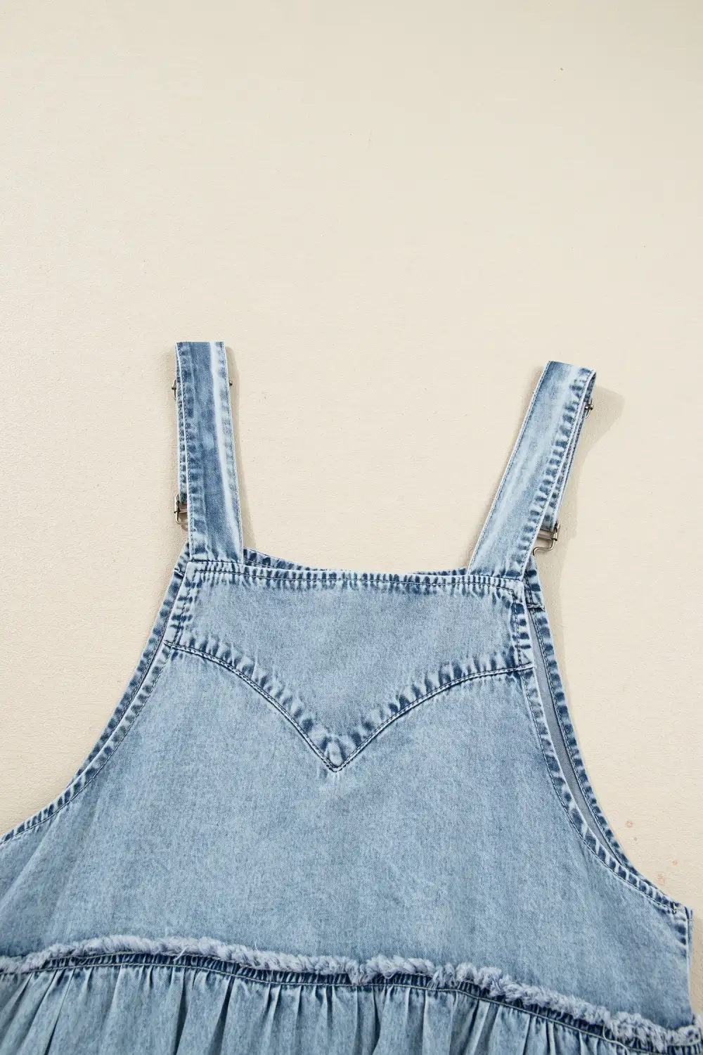 Smooth Finish Denim Tiered Jumpsuit