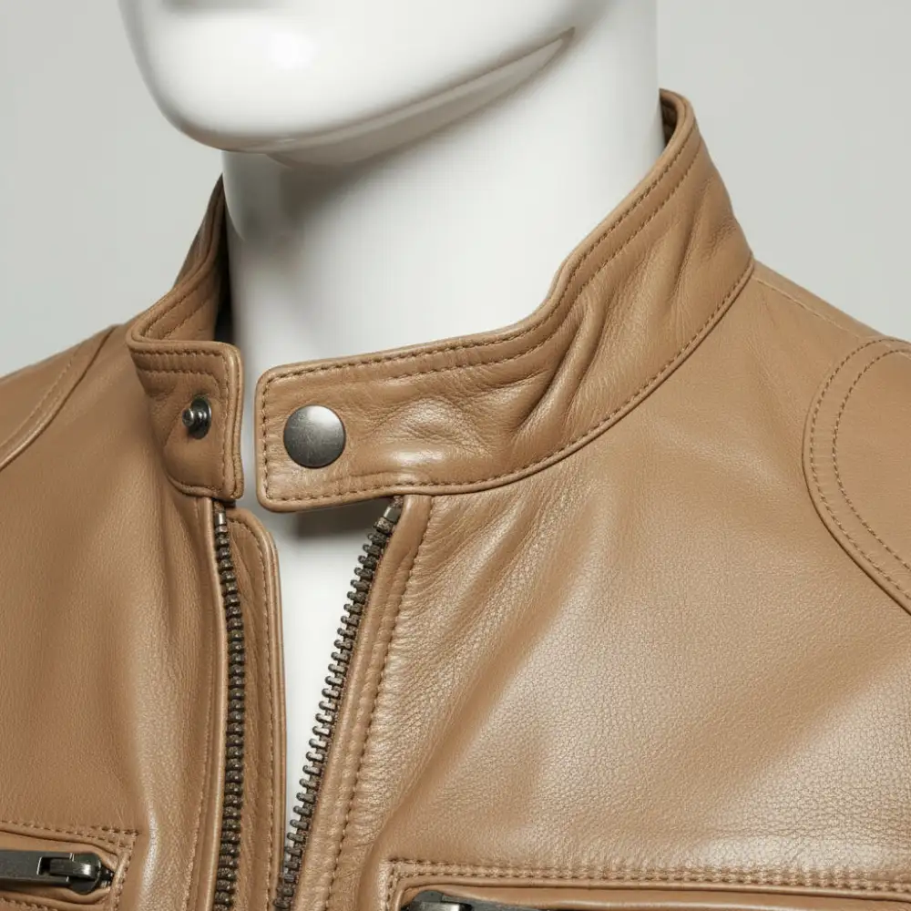 Refined Leather Biker Bomber Jacket