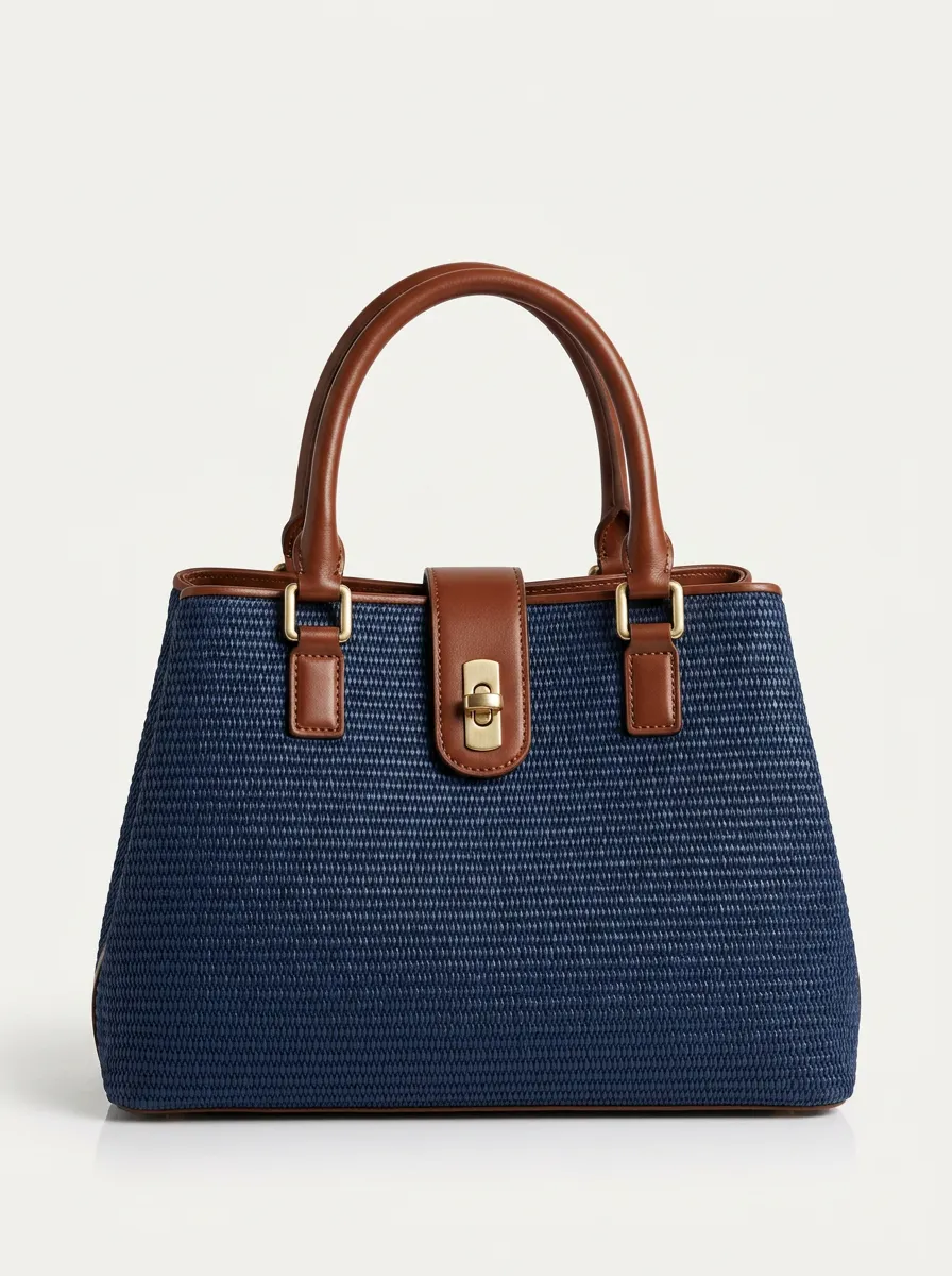 Woven Top-Handle Textured Women's Top-Handle Handbag