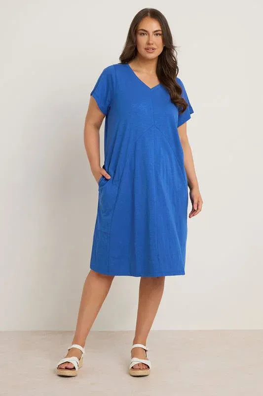 Cobalt Blue Premium Cotton Mini Dress