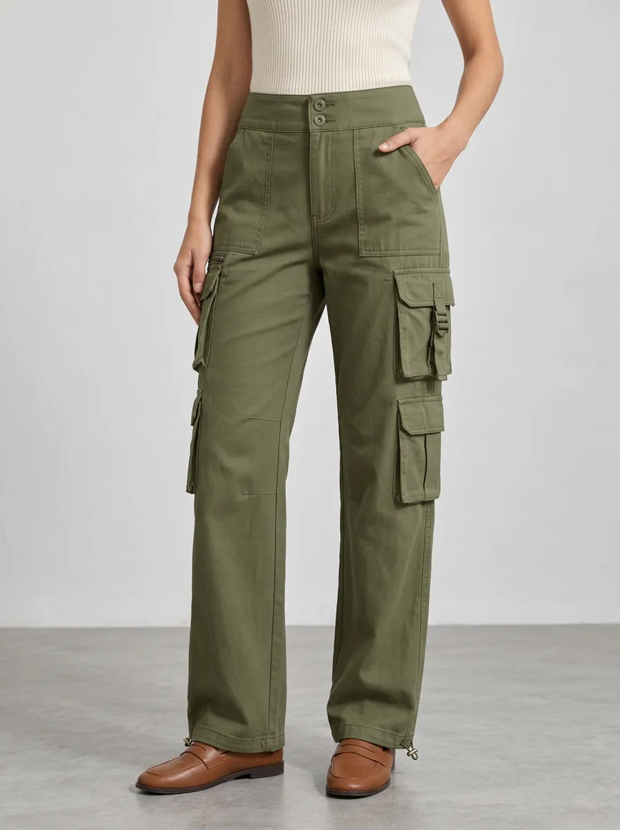 Women's Travel Casual Cargo Multi-Pocket Straight Leg Pants