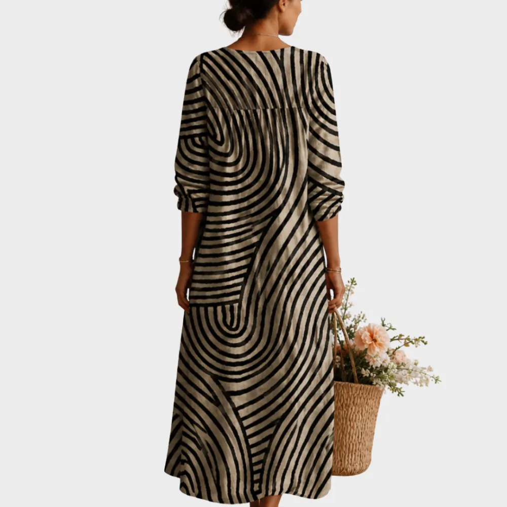 Linen Printed Relaxed Casual Dress