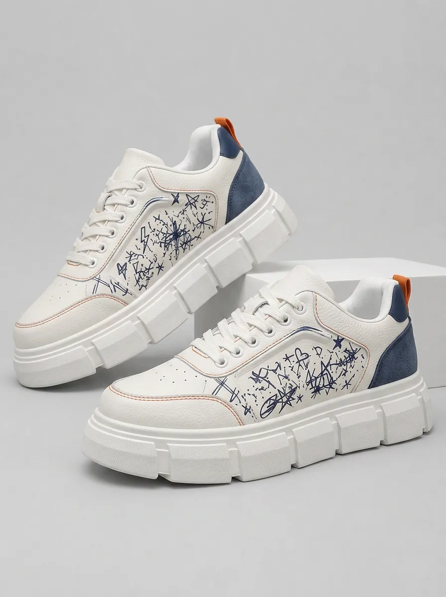 Men's Downtown Inspired Streetwear Graffiti Star Patterned Patterned Skate Shoes