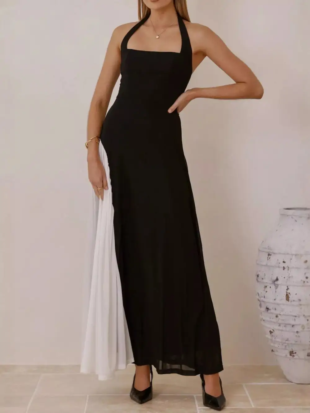 Contrast Maxi Dress