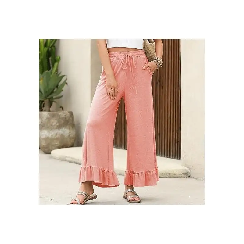 Women's Flared Cropped Loose Fit Pants