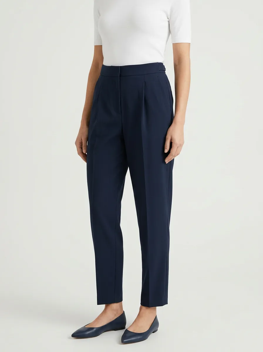 Women's High-Rise Pleated Ankle Tapered Trousers