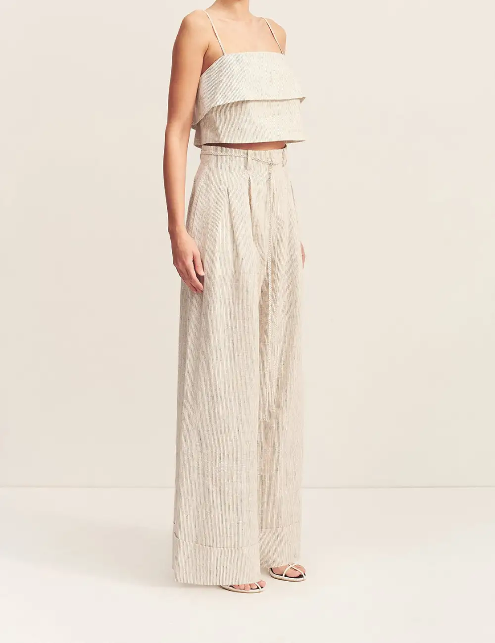 Linen Blend Textured Cropped Camisole