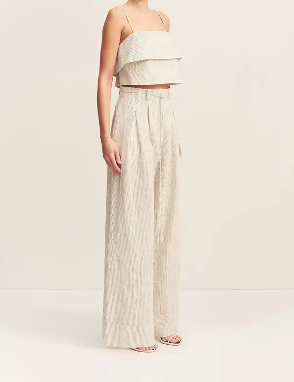 Linen Blend Textured Cropped Camisole