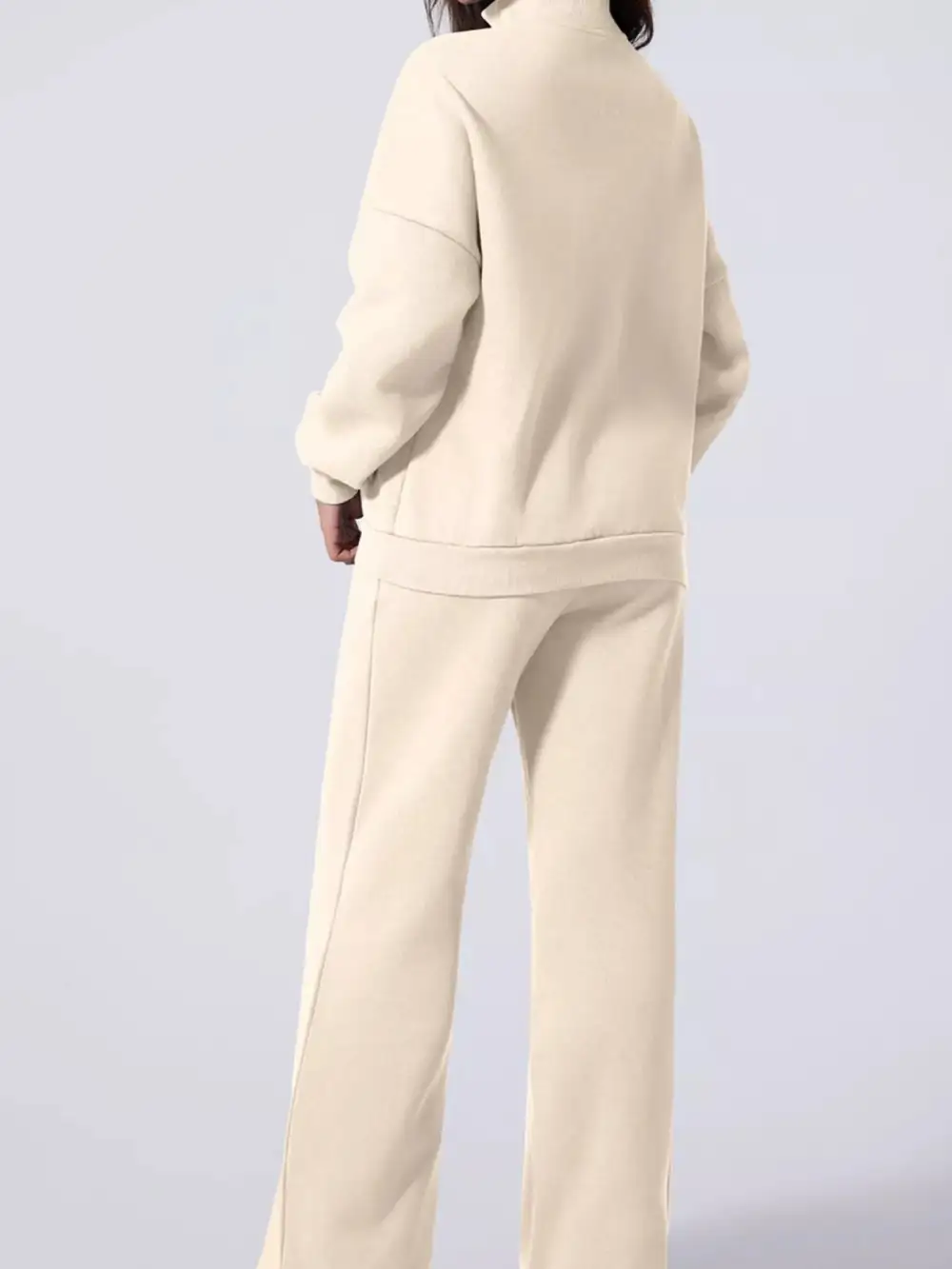 Drop Shoulder Zip Up Jacket And Drawstring Pants Active Two Piece Set