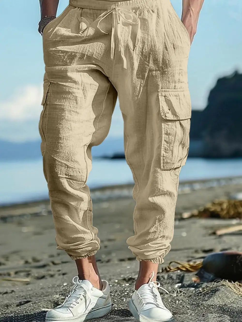 Refined Men's Full Size Casual Cargo Pants with Drawstring