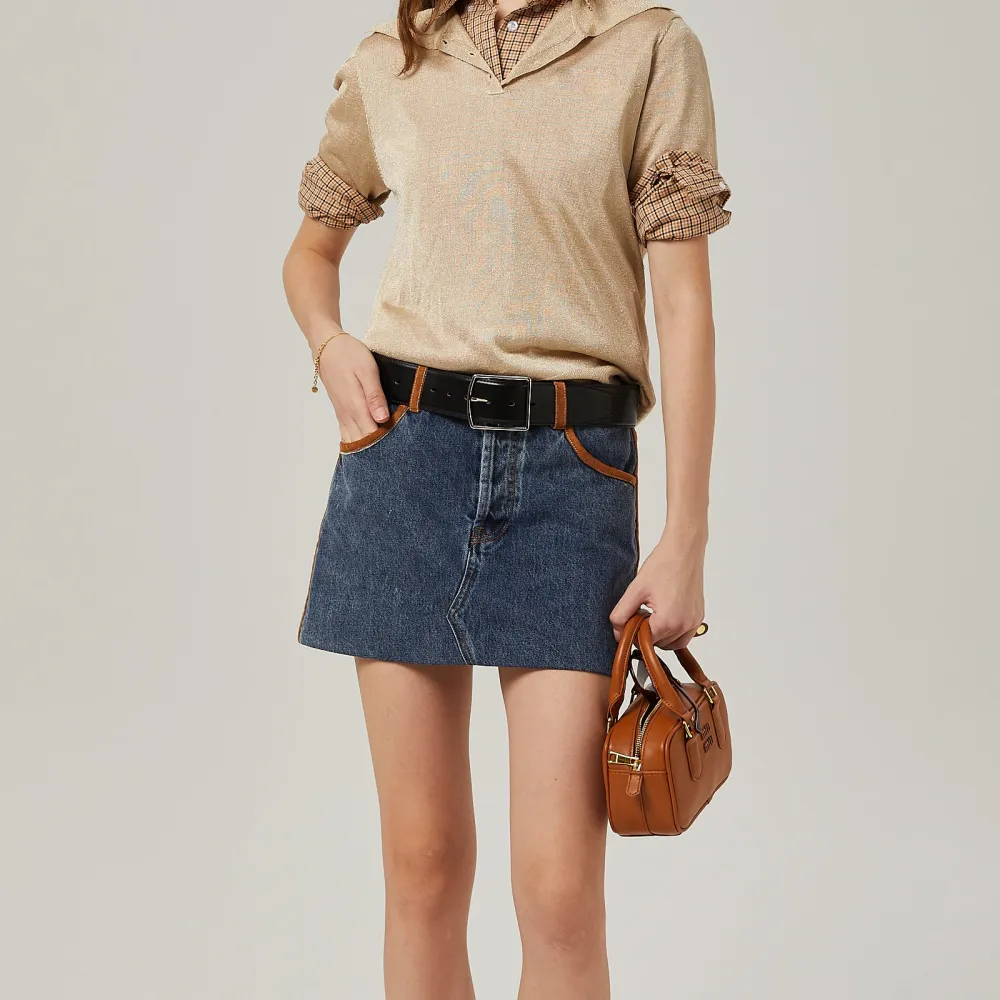 Color Block Denim Skirt