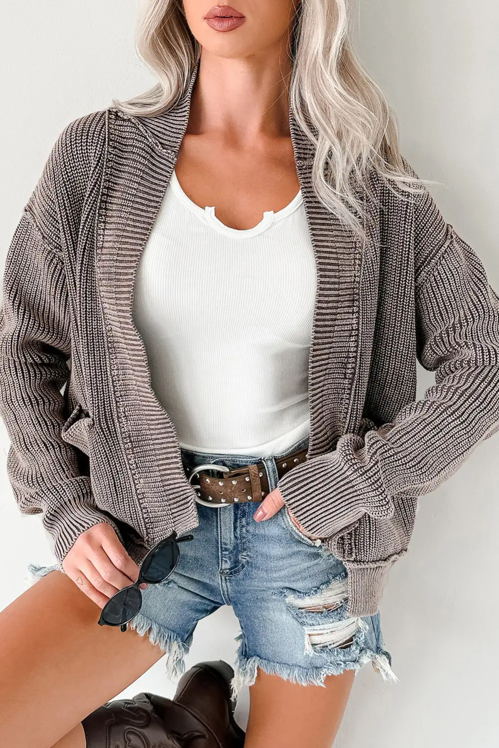 Easy Layer Patchwork Knit Cardigan