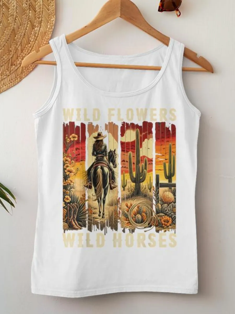 Sunset Cowgirl Horse Tank