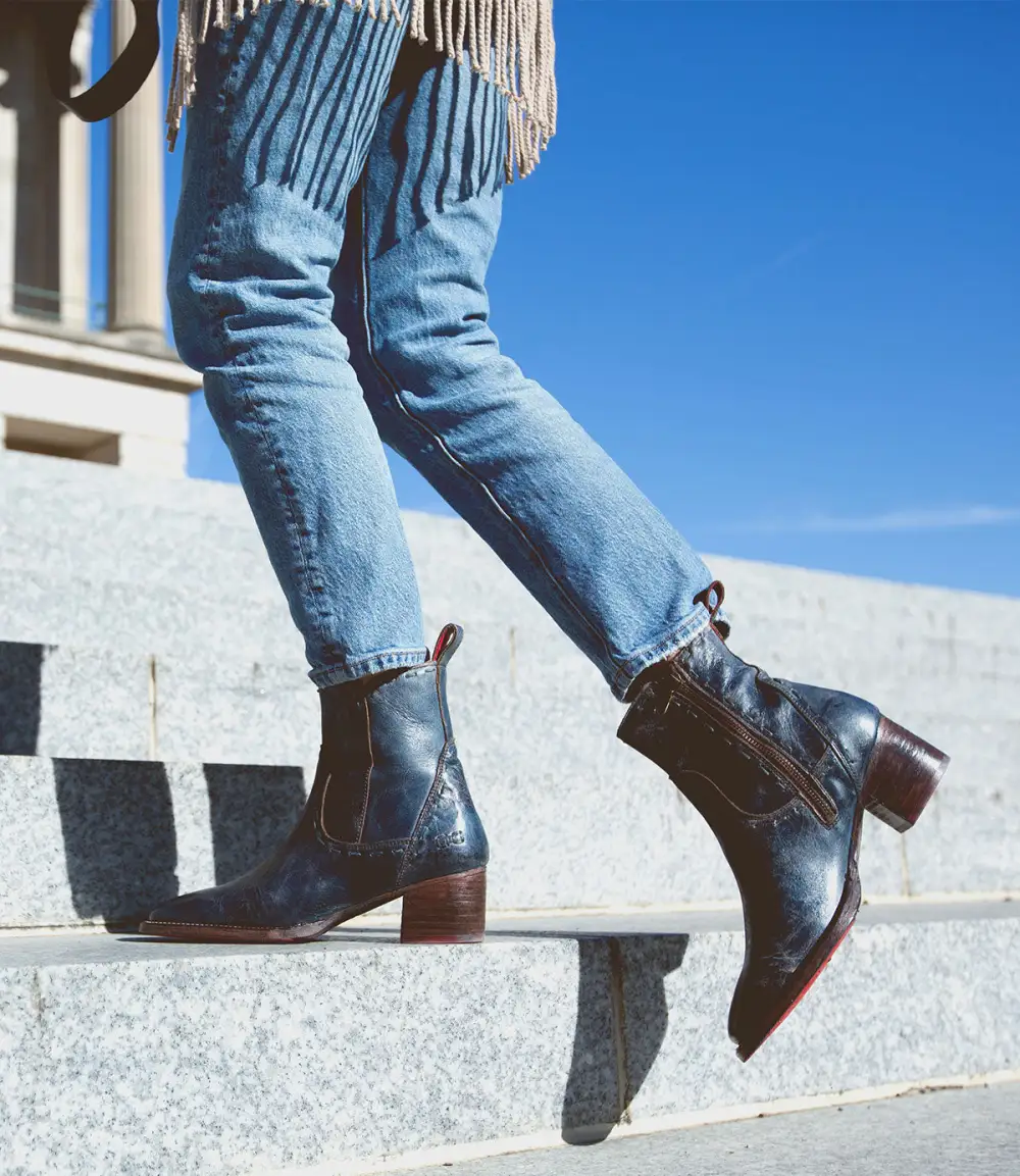 Square-Toe Distressed Everyday Boots