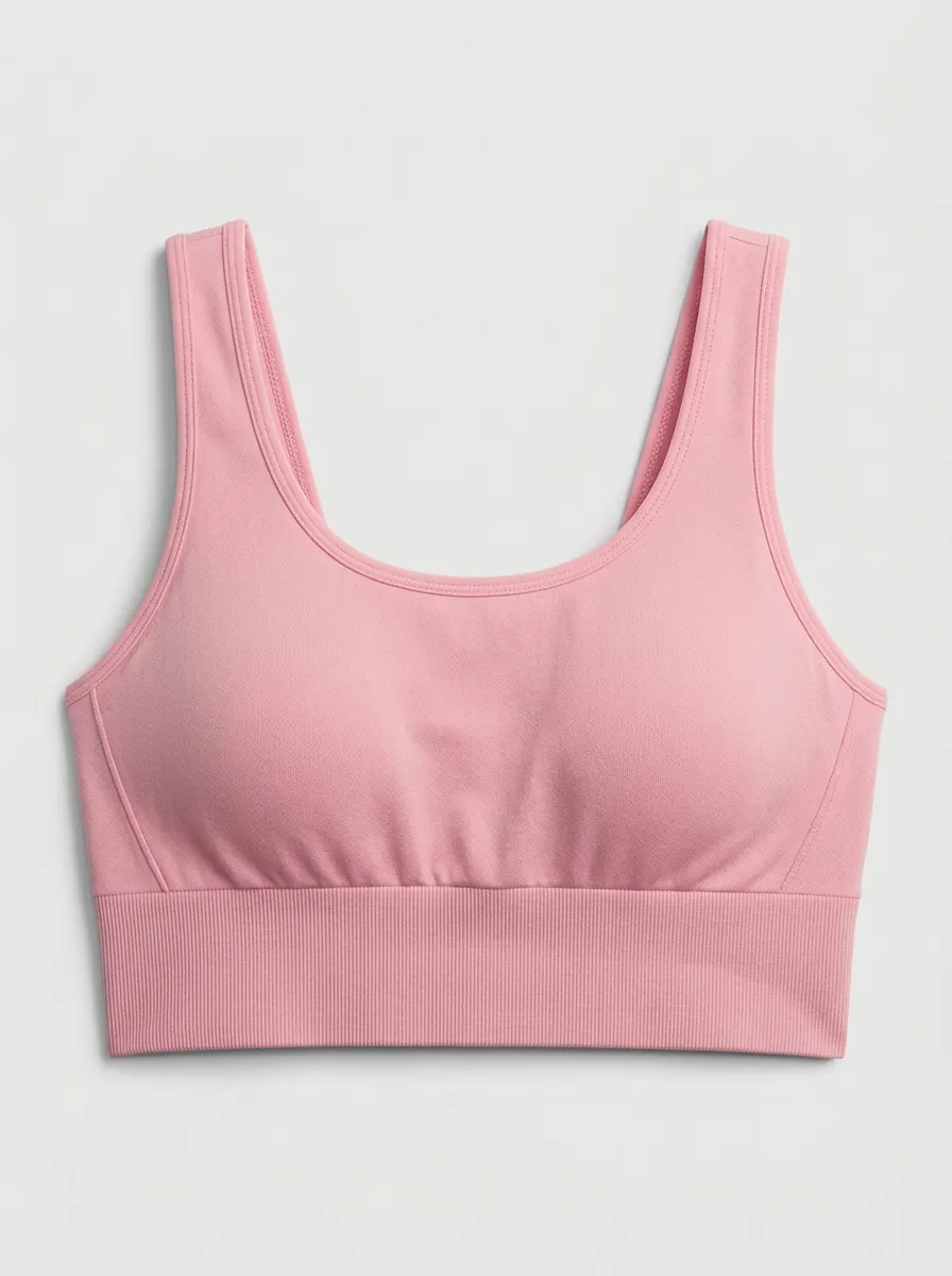 Women's Scoop-Neck Chest-Contour Ribbed Seamless Sports Bra