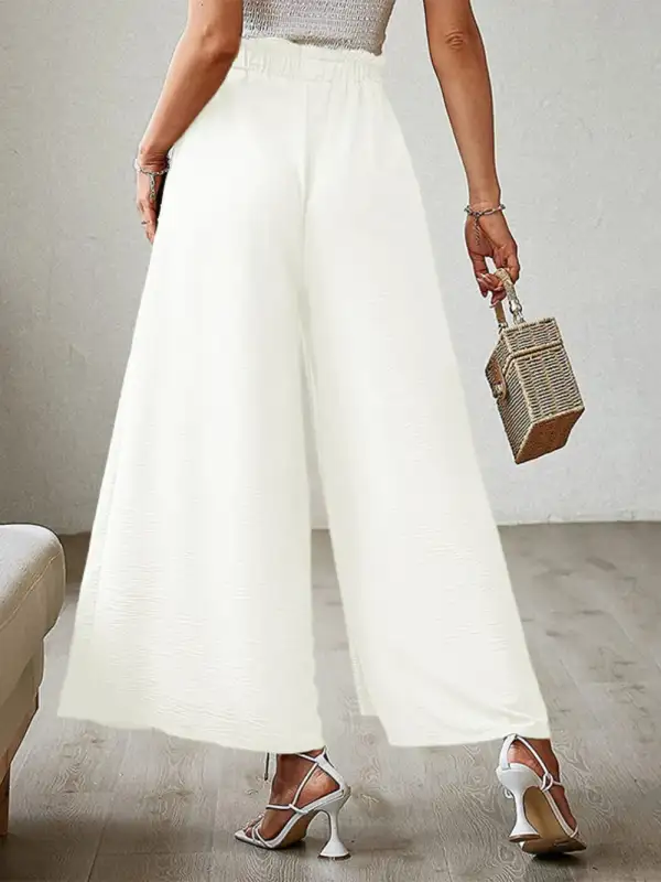Wide Leg Tie Waist Slit Detail Everyday Pants