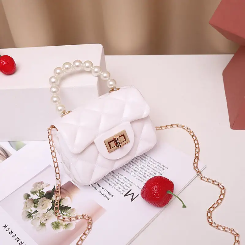 Compact Pearl Chain Strap Clutch Bag