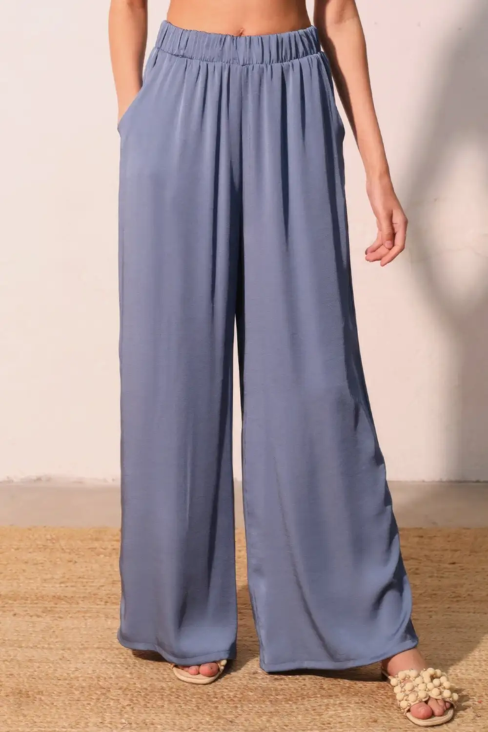 Washed Poly Silk Pocket Pants