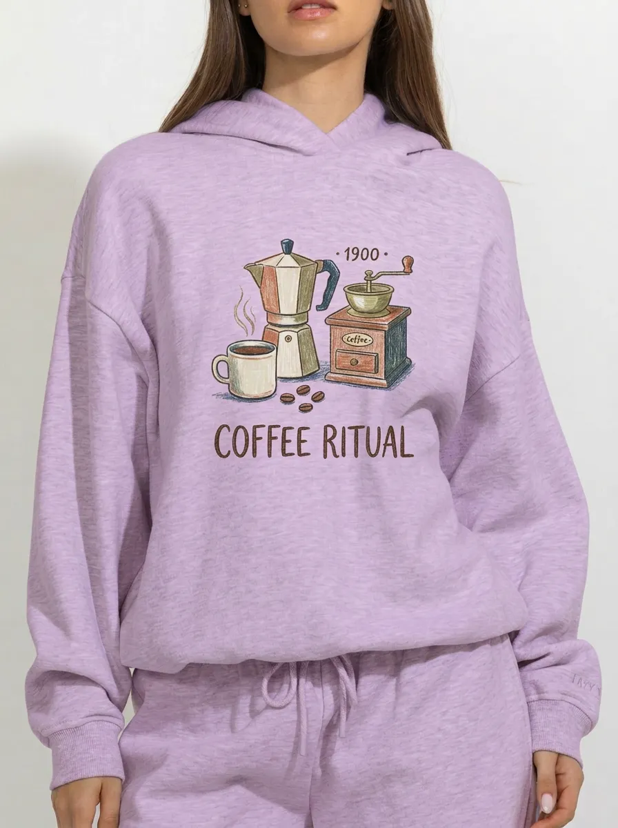 Women's Coffee Moka Pot Grinder Graphic Hoodie