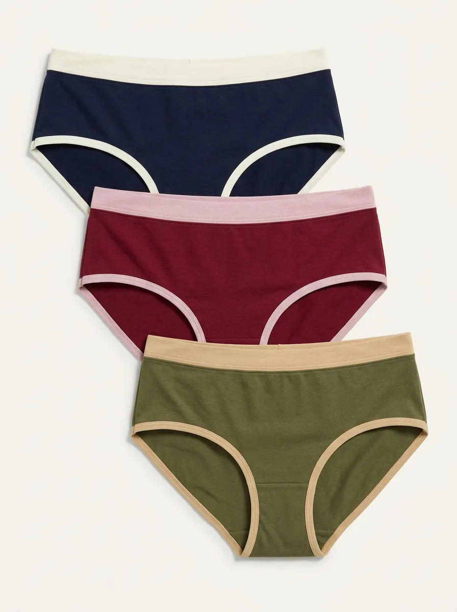 Women's 3-Pack Contrast-Waistband Full-Coverage Briefs