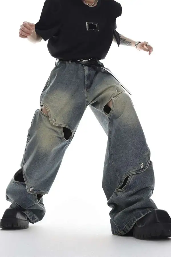 Oversized Button-Fly Denim Jeans