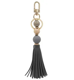Whimsical Suede Tassel Wood Keychain