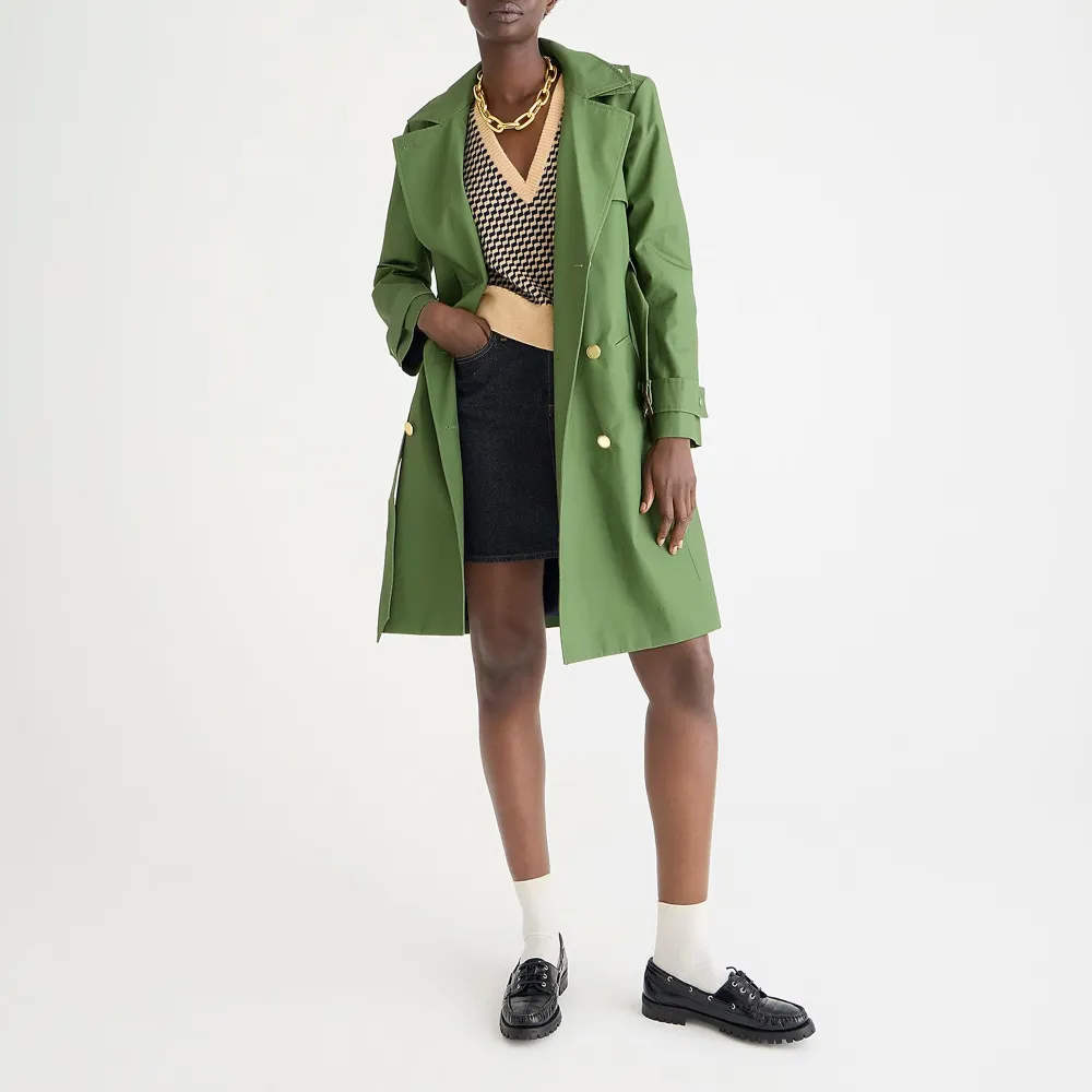 Button Front Cotton Jackets with Belt