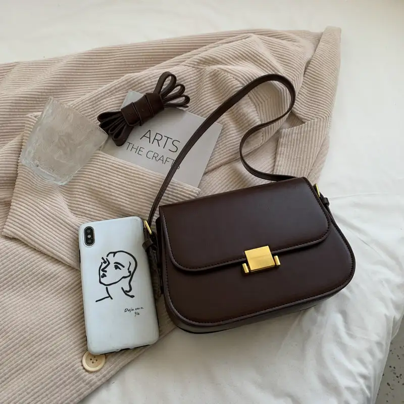 Structured Compact Faux Leather Square Crossbody Bag