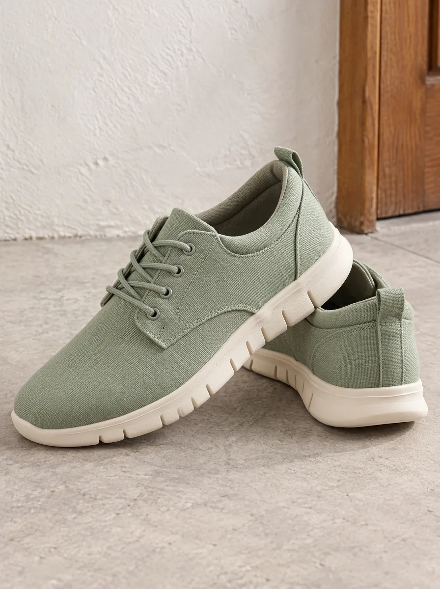 Women's Neat Lace-Up Patterned Canvas Shoes