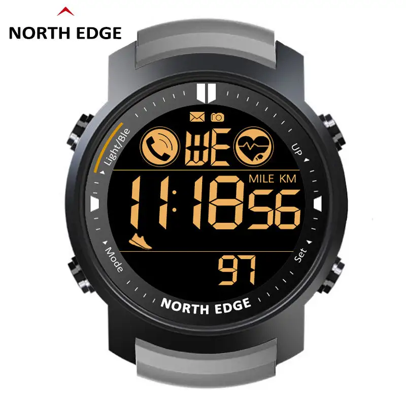 North Edge Black digital smart watch waterproof LAKER
