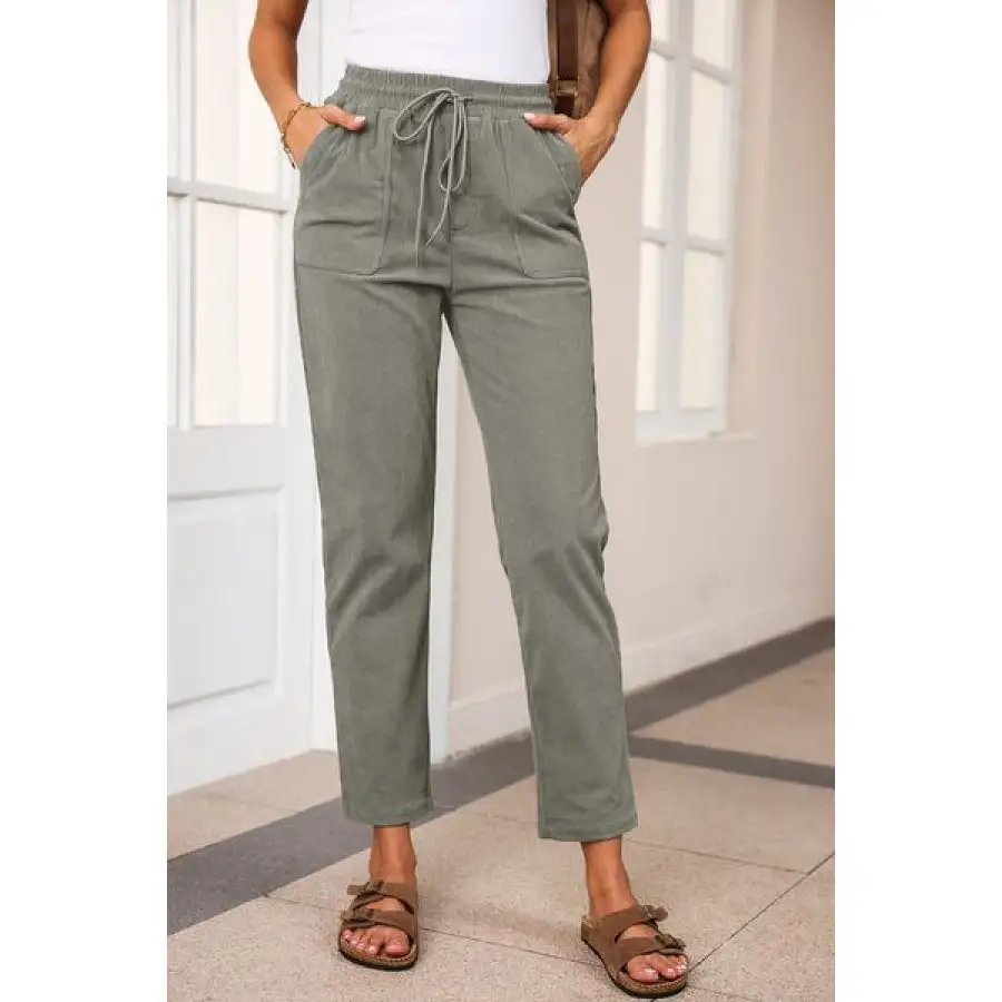 Classic Drawstring Straight Pants with Pockets