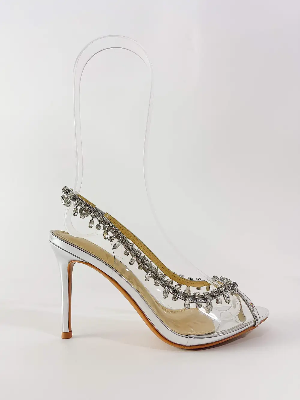 Transparent Crystal Embellished Pvc Open