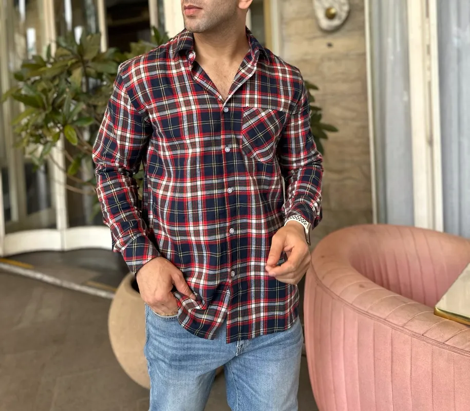 Navy Checked Casual Shirt