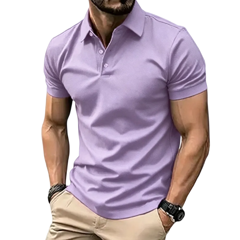 Men’s Casual Business Polo Shirts, Simple and Comfortable, Skin-Friendly Polyester Fabric with Slight Stretch