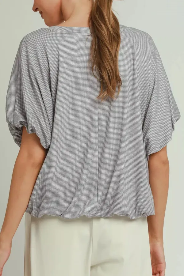 Mini Texture Checkered Bubble Hem Top