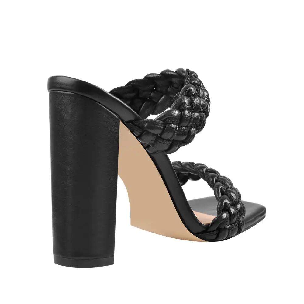 Open Toe Chunky High Heel Mule Sandals