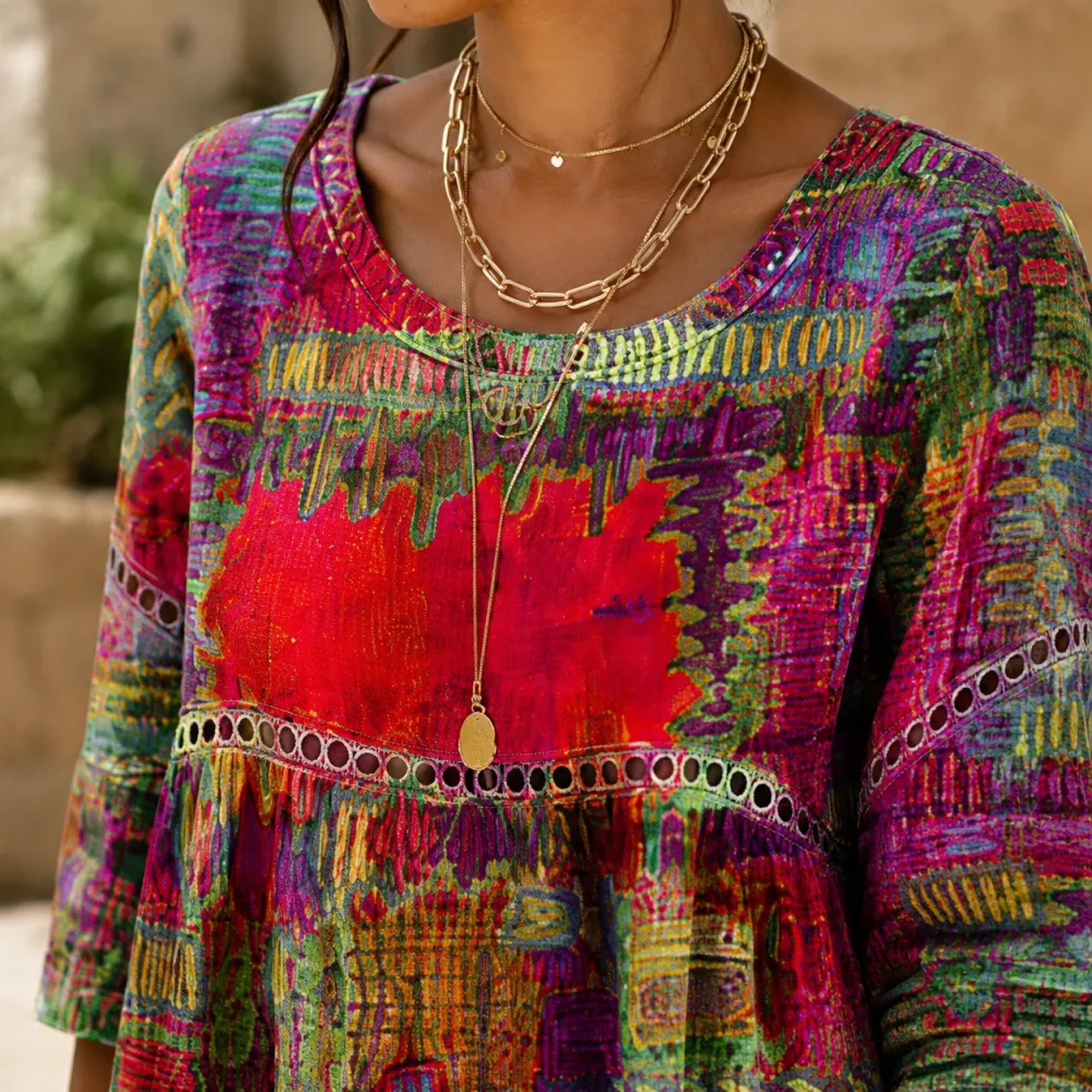 Printed Patchwork Maxi Dress