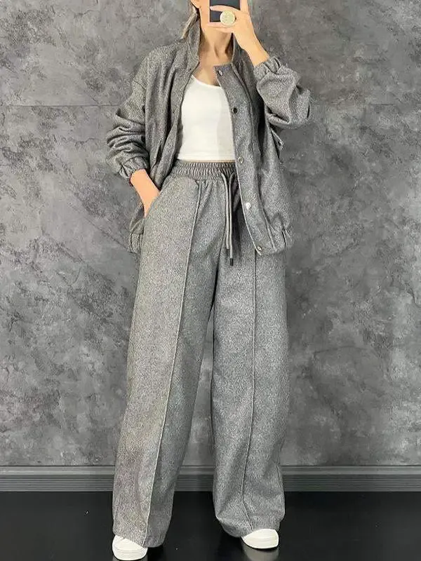 Women's Casual Long Sleeve Sweatshirt Solid Color Suit