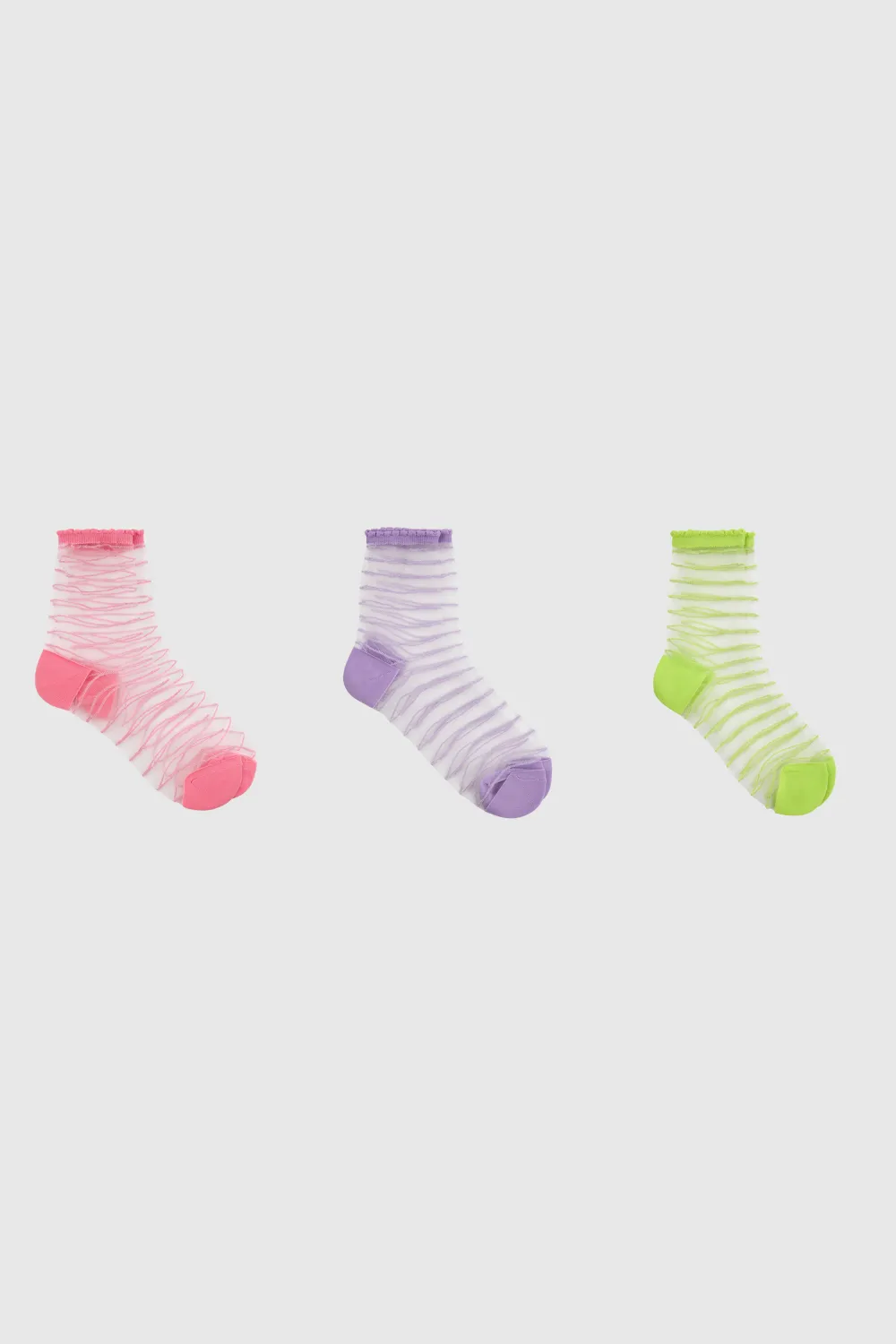 Sheer Horizontal Stripe Socks - Three Pack