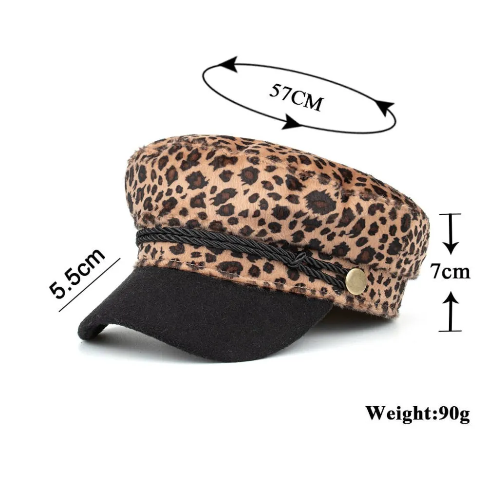 Leopard Print Printed Beret Hat