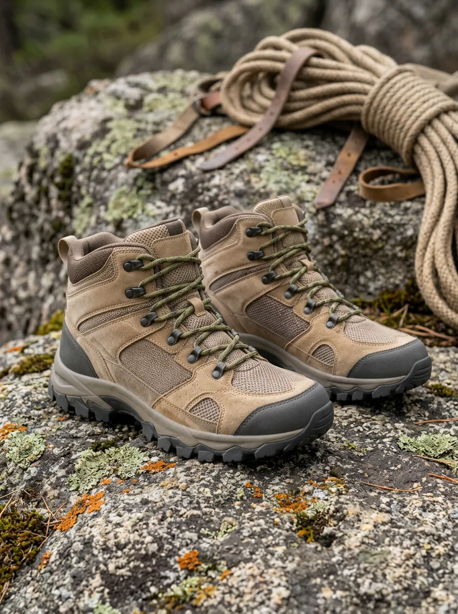 Unisex Rustic Outdoor Hiking Suede Mesh Printed Boots
